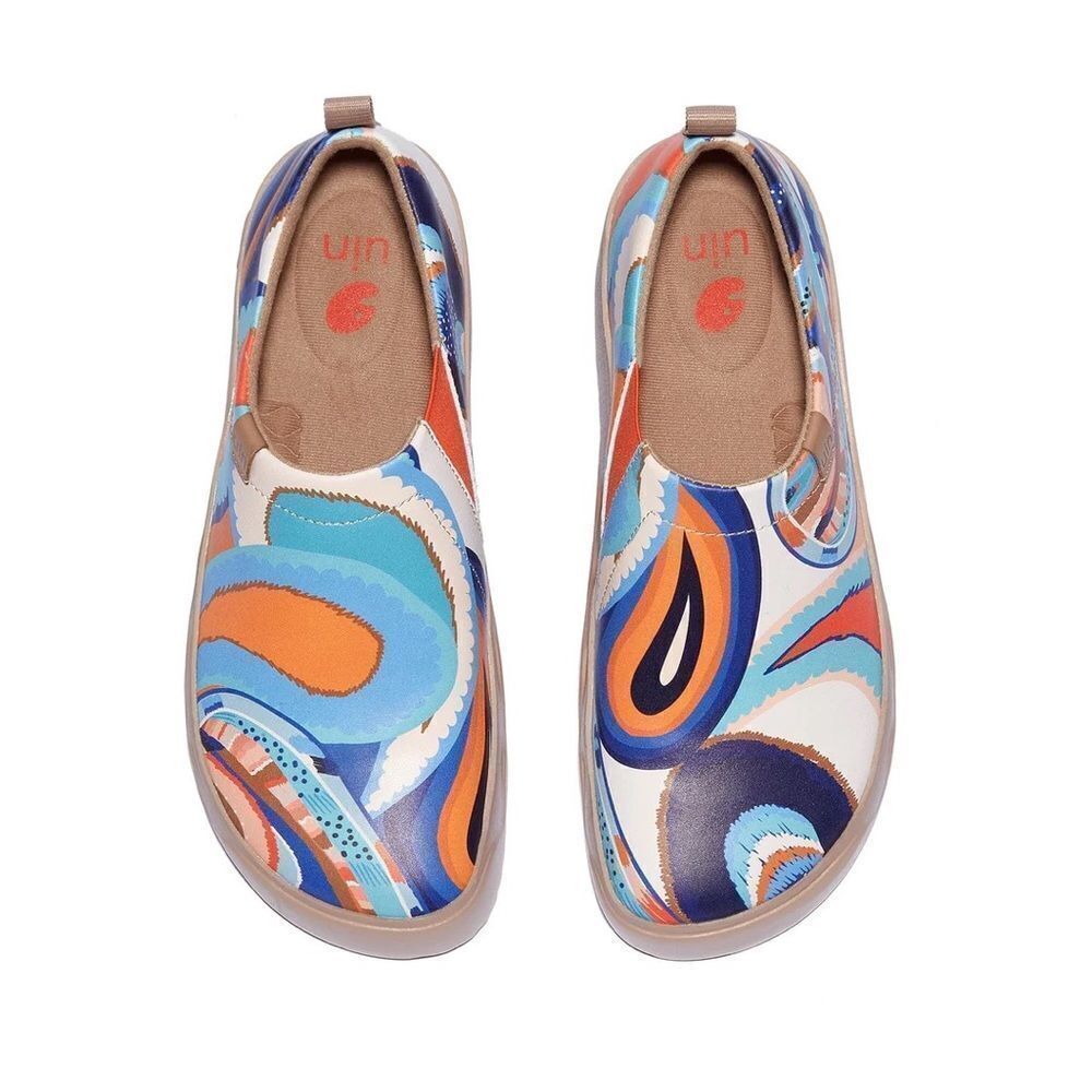 UIN Women's Walking Shoes Slip On Casual Fashion Sneaker (Colorful Whirlpool 2)